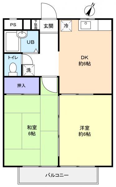 ラッキーレジデンスII(2DK/2階)の間取り写真