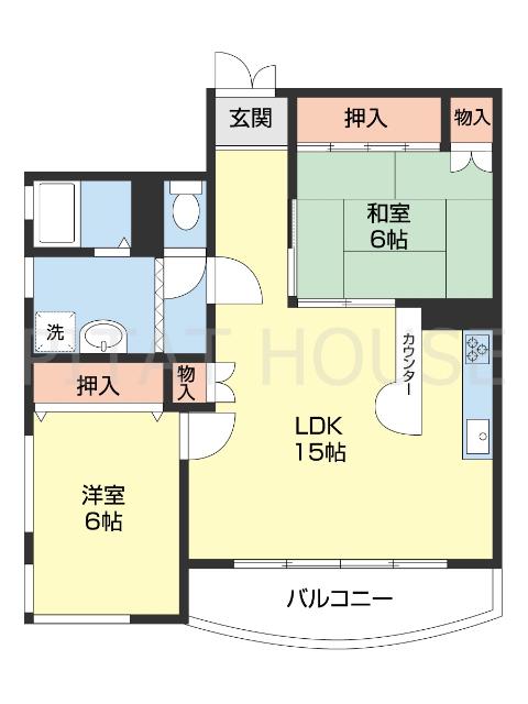 南海加太線 八幡前駅(和歌山) 徒歩12分 3階建 築27年(2LDK/2階)の間取り写真
