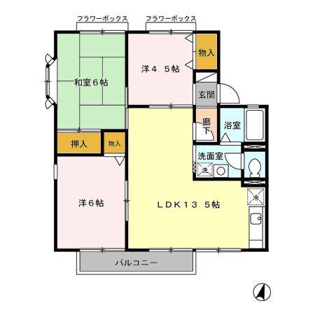 メゾンセンピオーネAB(3LDK/1階)の間取り写真