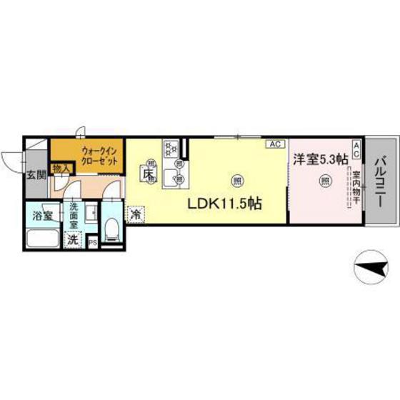 COLERMO江波二本松(1LDK/1階)の間取り写真