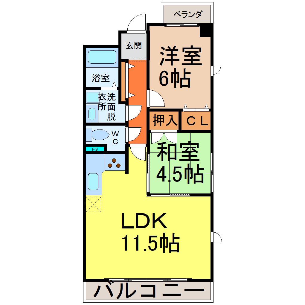 ロジェ新栄南(2LDK/11階)の間取り写真