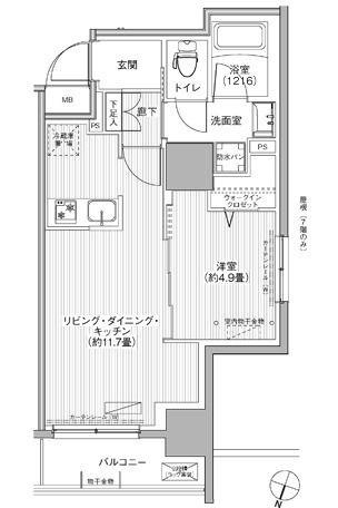 GRANFORKS神田イーストタワー(1LDK/13階)の間取り写真