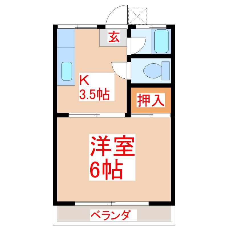 太陽ハイツ(1K/1階)の間取り写真