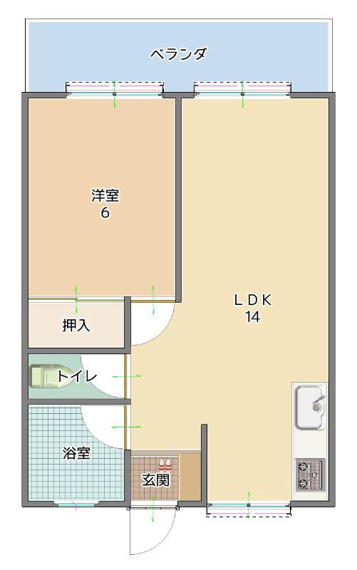 アメニティーハイツグシケン(1LDK/3階)の間取り写真
