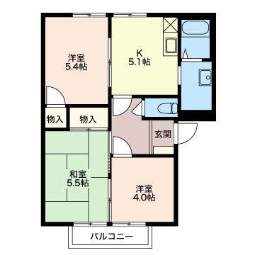 名鉄各務原線 二十軒駅 徒歩32分 2階建 築34年(3K/1階)の間取り写真
