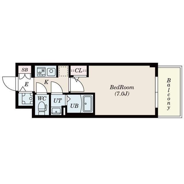 SーRESIDENCE上新庄ASCENT(1K/7階)の間取り写真