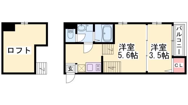 ハーモニーテラス深江南町(1DK/1階)の間取り写真