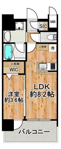 エステムコート難波ウエスト-SIDEVIIエクシーナ(1LDK/2階)の間取り写真