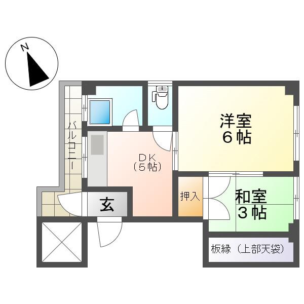 カサール亀岡(2DK/3階)の間取り写真