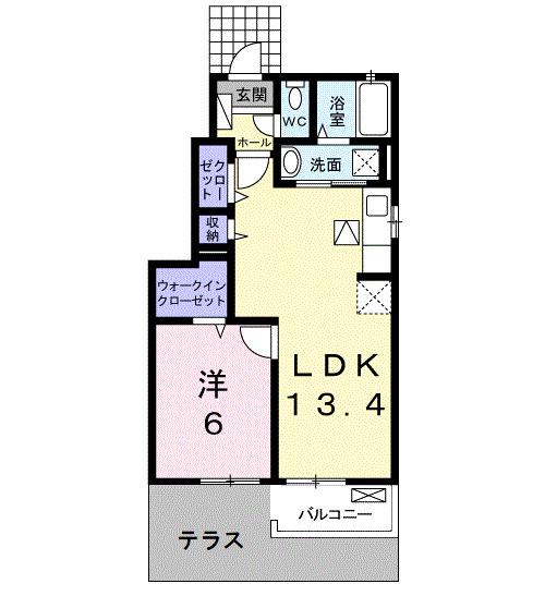 レオルガII(1LDK/1階)の間取り写真