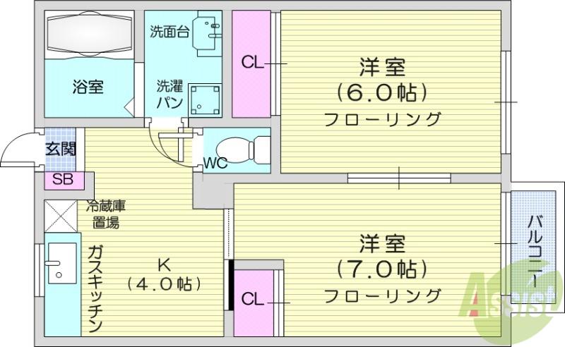 第5コーポサンライズ(2K/1階)の間取り写真