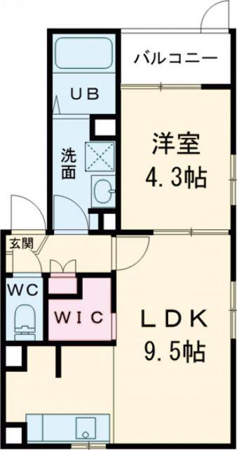 CB小郡エコル(1LDK/1階)の間取り写真