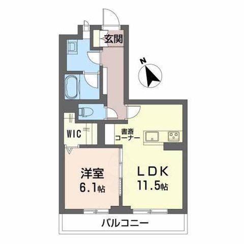 フォンテーヌSフラット(1LDK/3階)の間取り写真