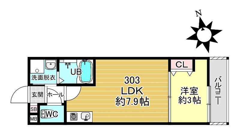 BKB仙石屋敷(1LDK/3階)の間取り写真