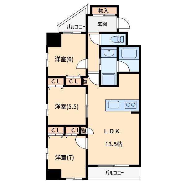 AXIS別所(3LDK/8階)の間取り写真