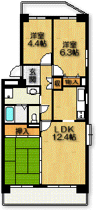サーン・レイ(3LDK/2階)の間取り写真