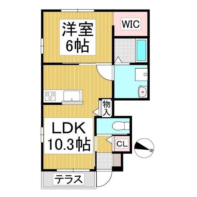 YUCCA TERRACE(1LDK/1階)の間取り写真