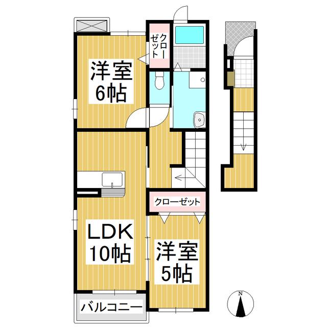 リアライズA(2LDK/2階)の間取り写真