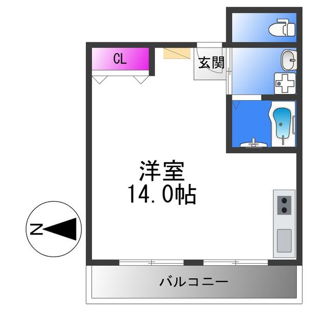 モアビル(ワンルーム/2階)の間取り写真