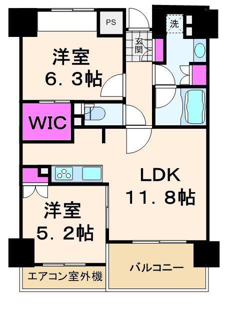 リベルテ月島(2LDK/3階)の間取り写真