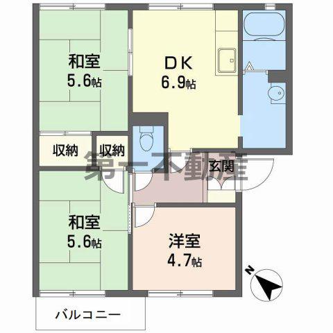 ガーデンハイツ緑ケ丘CD(3DK/2階)の間取り写真