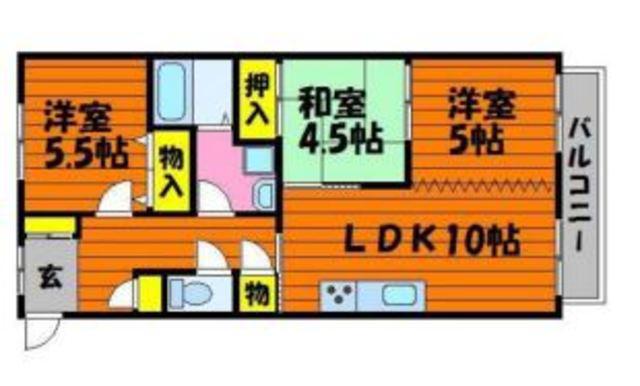 リベル赤崎(3LDK/2階)の間取り写真