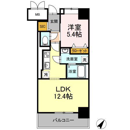 ACT VALORE(1LDK/2階)の間取り写真