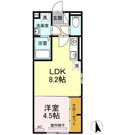 CLAIR72(1LDK/2階)の間取り写真