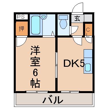 アベニュー塩上(1DK/3階)の間取り写真