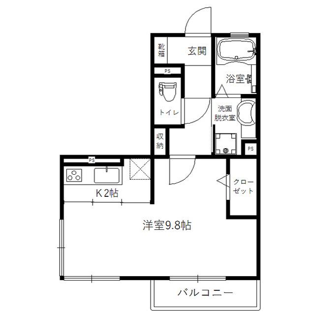 エクセルステージB(1K/3階)の間取り写真