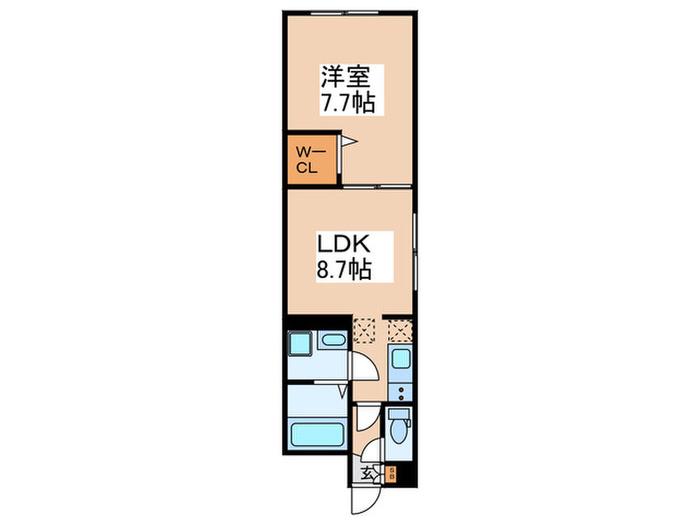 アヴァンスお花茶屋(1LDK/1階)の間取り写真