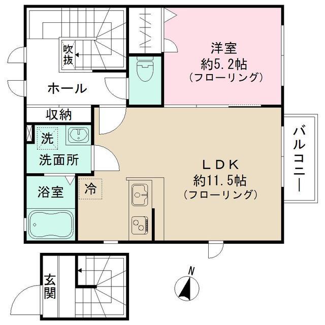 エーブハウス(1LDK/2階)の間取り写真