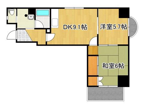 アップルハウス飯野 2号館(2LDK/3階)の間取り写真
