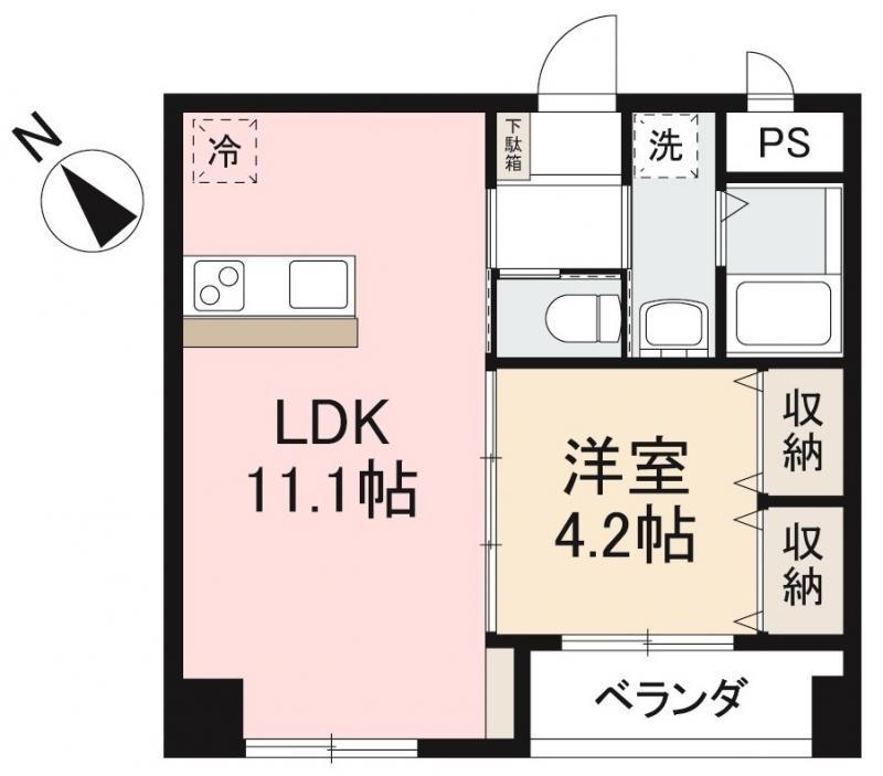 アルト栗林公園(1LDK/2階)の間取り写真