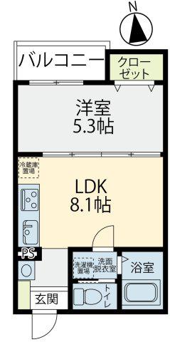 MELDIA新宿(1LDK/1階)の間取り写真