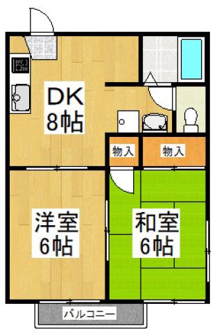 中里プレーンズ(2DK/2階)の間取り写真