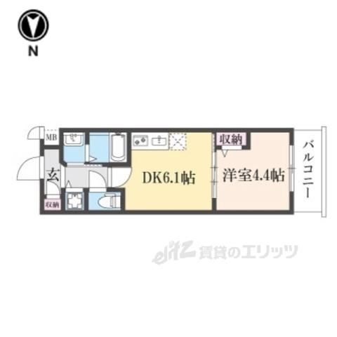 ベラジオワールドアイ京都円町(1DK/3階)の間取り写真