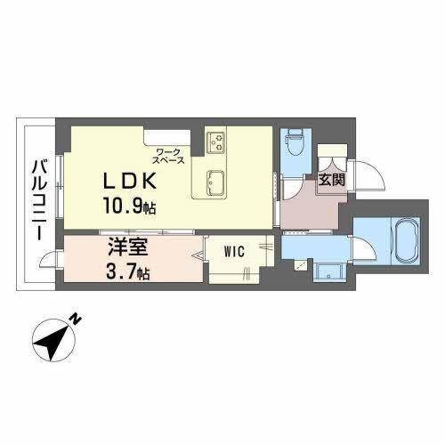 プレミアス稲川(1LDK/3階)の間取り写真