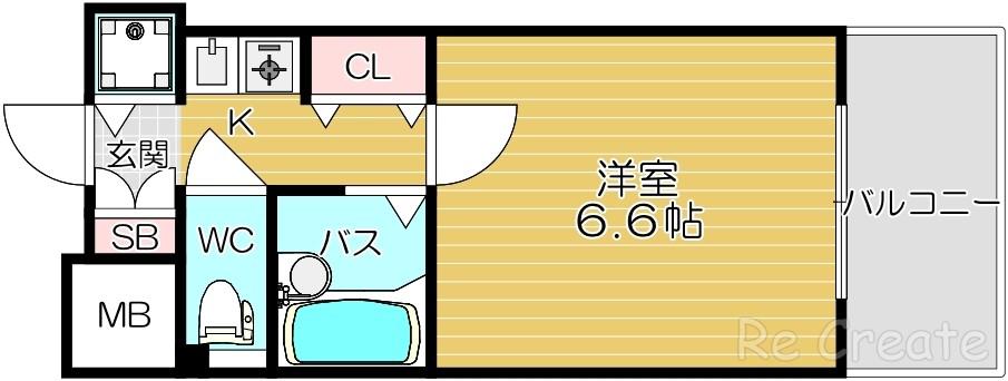 プレサンス難波ウエスト(1K/3階)の間取り写真