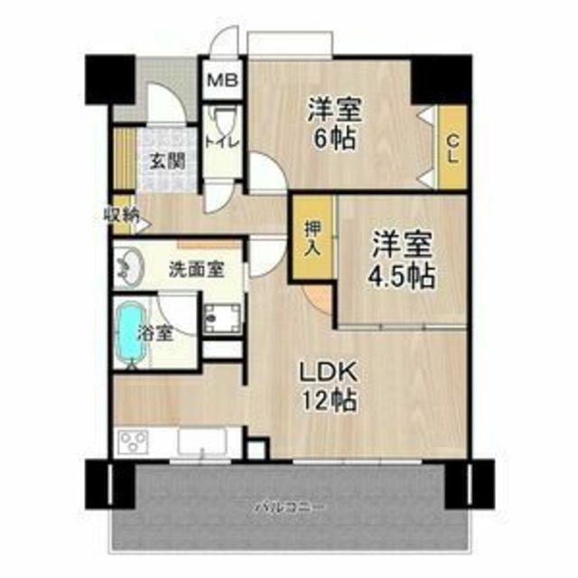 フェニックス堺東(2LDK/13階)の間取り写真