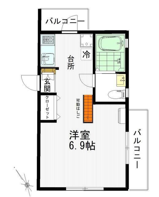 デザインハウス板橋(1K/2階)の間取り写真
