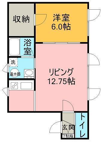 アルファB(1LDK/1階)の間取り写真