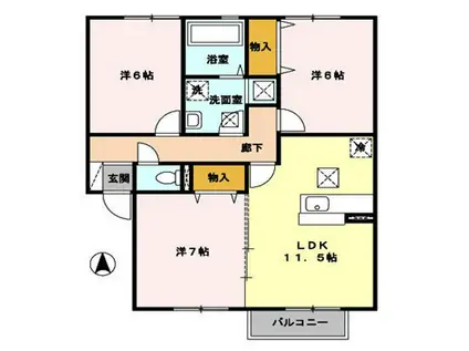 ベルメゾン広面(3LDK/2階)の間取り写真