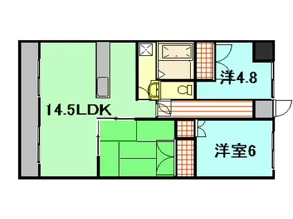 コーポラスみなり(3LDK/4階)の間取り写真