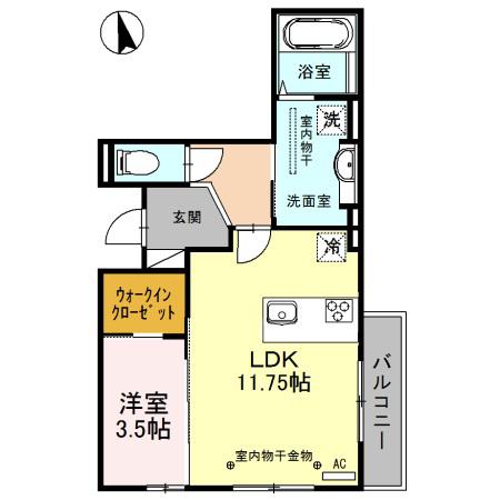 WILL(1LDK/2階)の間取り写真
