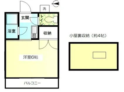 ヒルサイド(1K/2階)の間取り写真