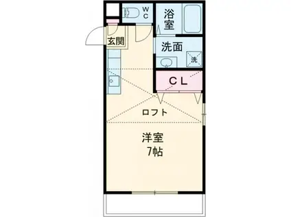 中島田レインボーハイツ輝(ワンルーム/1階)の間取り写真