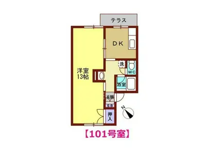 ヴェルジェ78(1DK/1階)の間取り写真