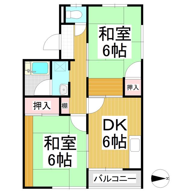 サンハイツアオキ A棟(2DK/2階)の間取り写真