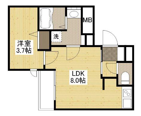 月光南観音七番館(1LDK/1階)の間取り写真